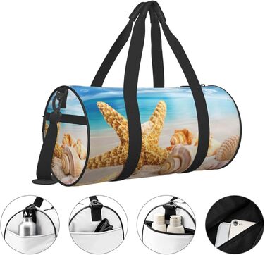 Дорожня сумка-циліндр з морським мотивом мушлі, океан, пляж - спортивна сумка для чоловіків та жінок