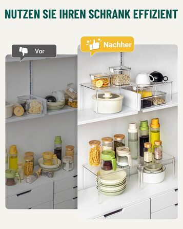 Прозорий кухонний органайзер, навісна стійка для спецій, набір з 4 предметів, органайзер для кухонної шафи, невелика кутова полиця для кухні, штабелюваний органайзер для спецій, стійка для чашок, міні-полиця, сучасний декор для кухонної стільниці