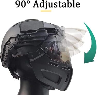 Шолом TS TAC-SKY Fast Airsoft з маскою та пейнтбольними окулярами, комплект із 5 предметів для тактичного спорядження для активного відпочинку, CBQ, косплею, полювання, тактичного шолома (A)