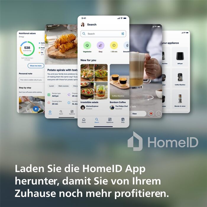 Аерофритюрниця Philips Essential - 4,1 літрова фритюрниця, фритюрниця на олії, технологія Rapid Air, додаток HomeID, контроль часу та температури, чорний (HD9200/90)