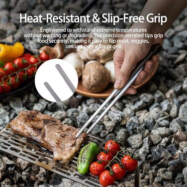 Титанова решітка для гриля iBasingo з кухонними щипцями для барбекю, надлегкий аксесуар для гриля на свіжому повітрі, для кемпінгу, пішого туризму та походів, термостійка пластина для гриля товщиною 2 мм (Ti2023CTi1014T)