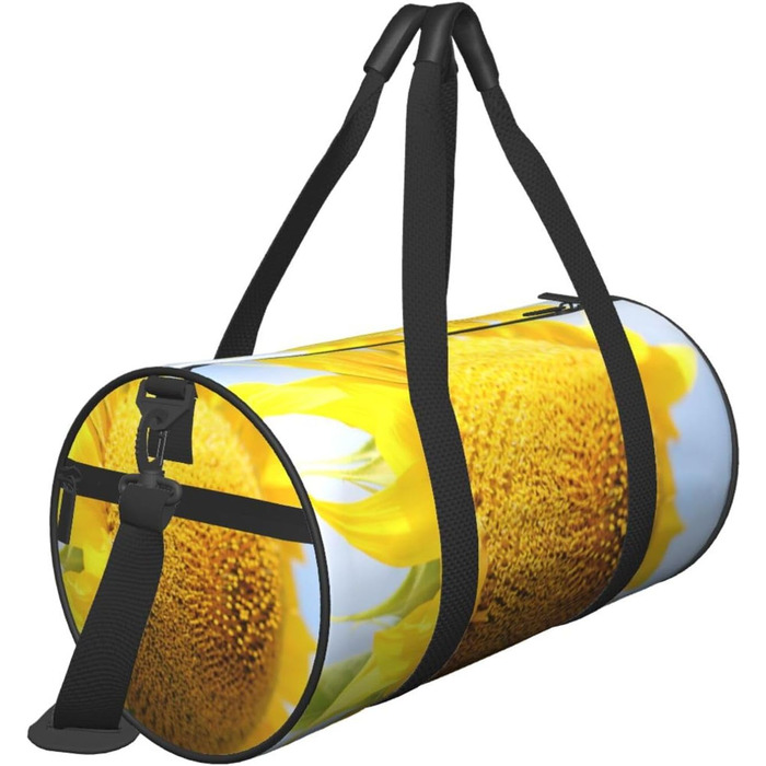 Спортивна сумка, дорожня сумка, жовта сумка з принтом соняшників, сумка для подорожей, чорна, універсальний розмір