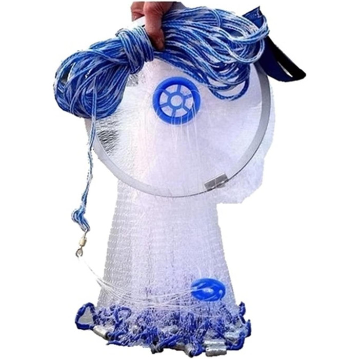 Закидна сітка з алюмінієвою рамкою, розмір вічка 0,8 дюйма, діаметр 7,813,8 футів, біла. Діаметр 2,4 метра (металева пластина)