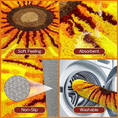 Килимок для ванної з жовтими квітами, квітковий килимок для ванної кімнати, мила рослина, нековзний килимок для підлоги, соняшник, можна прати, мікрофібра
