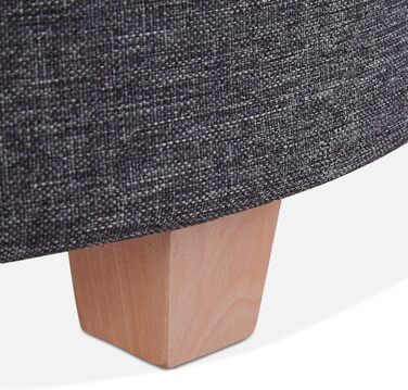 Пуф Relaxdays із місцем для зберігання, круглий м&39який табурет, для вітальні, імітація лляного матеріалу, В x Г 41 x 44 см, темно-сірий