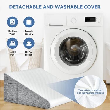 Ортопедична клиноподібна подушка для ліжка від апное сну з регульованою подушкою, клиноподібні подушки для кислотного рефлюксу, полегшення болю в спині, хропіння, підняття ніг з чохлом, що прається, сон після операції темно-сірого кольору без додаткової п