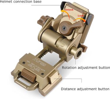 Кріплення для шолома нічного бачення PVS15/18 для L4G24 NVG, металеве кріплення для шолома, регульоване суцільнометалеве алюмінієве кріплення Rhino (золотистого кольору)