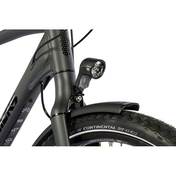 Чоловічий міський велосипед Airtracks 28 дюймів XXL, посилений, до 150 кг, міський велосипед CI.2880, втулка Shimano Nexus з 7 швидкостями та динамо - матово-чорний - розміри рами 56 см та 60 см - модельний рік 2026, 60 см (підходить для велосипедистів зр