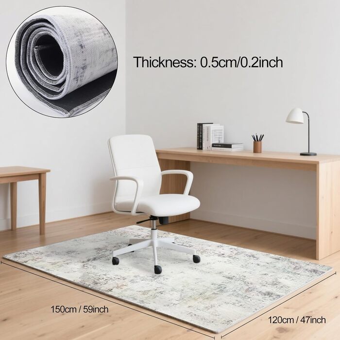Захисний килимок для офісних крісел, 120x150 см, неклейкий, можна прати, сучасний килим, що підходить для офісних крісел, килимок для офісних крісел для твердих підлог, ламінату та плитки