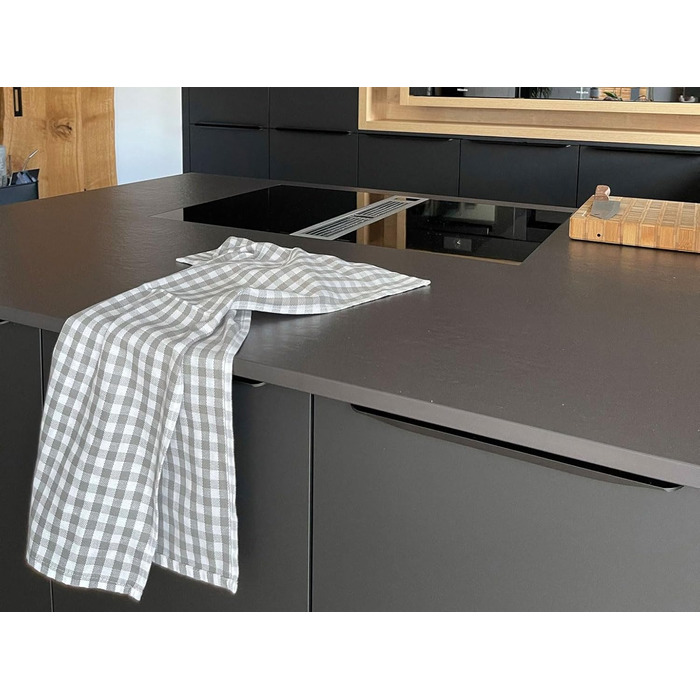 Набір з 5 бавовняних чайних рушників розміром 50x70 см - добре поглинаючі кухонні рушники в сіру клітинку - можна прати при темпер