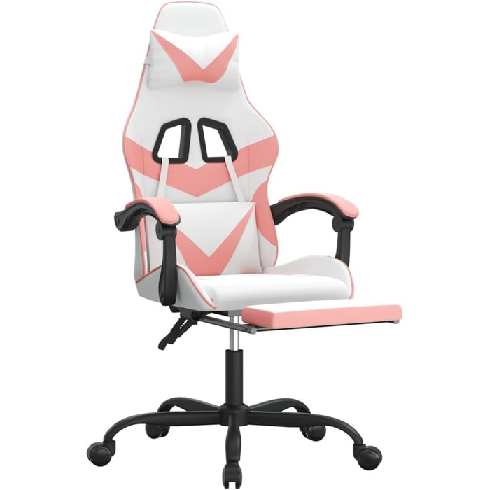 Обертове ігрове крісло з підставкою для ніг, біле та рожеве, штучна шкіра, меблі, крісло-реклайнер, крісло, письмове крісло для вітальні, спальні, модель 349564