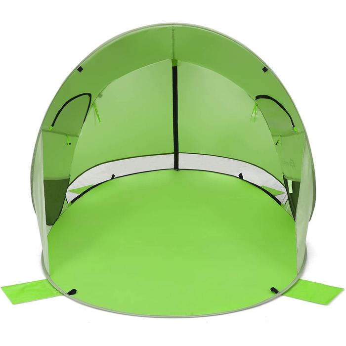 Пляжний намет GYMAX Pop-Up для 3-4 осіб, автоматичний пляжний намет із захистом від ультрафіолету 50, розкладний намет із дверима на блискавці та вентиляційним вікном, у комплекті сумка для перенесення, для кемпінгу на пляжі, зелений