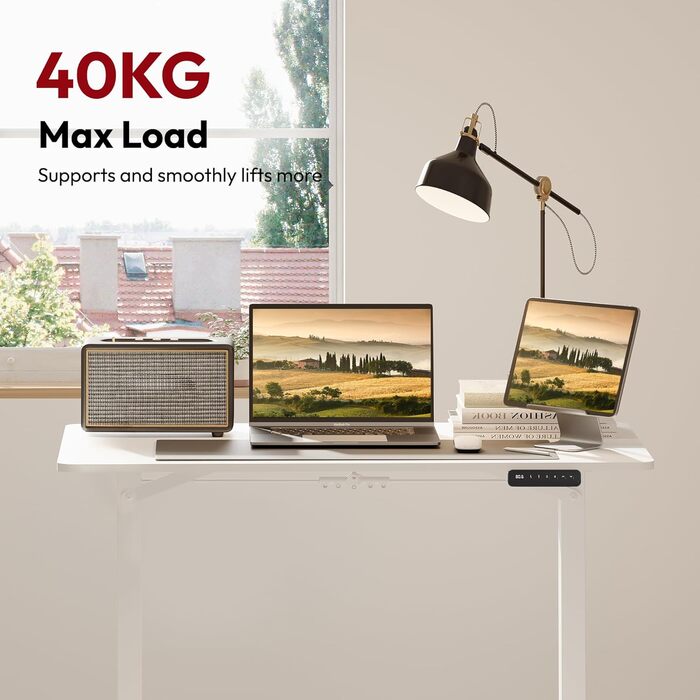 Письмовий стіл з регульованою висотою 10060 см із суцільною стільницею компактний стіл для роботи стоячи та сидячи для невеликих приміщень, ергономічний та стильний, білий 100 x 60 см білий