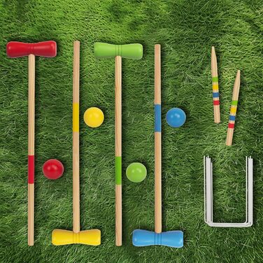 Дерев&39яний набір для крокету, гра в крокет для 4 гравців, діти та дорослі, гра в крокет на свіжому повітрі, розвага для хлопчиків та дівчаток від 3 років (різні)