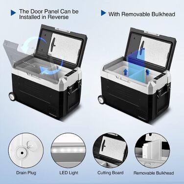 Компресорна холодильна камера AAOBOSI, автомобільний холодильник 45 л, холодильна камера для зберігання напоїв та їжі, -20-20, 12/