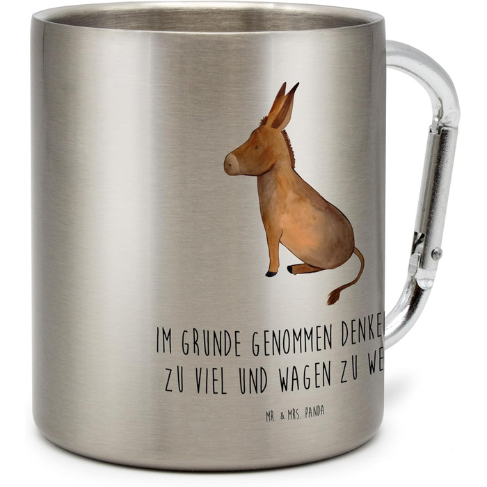Чайна кружка з віслюком та пані Панда - подарунок, термокружка, ізольована кружка, смішні вислови, нержавіюча сталь, кружка для пиття, хоробрість, впевненість, метал, мужність, мета, позитивні думки