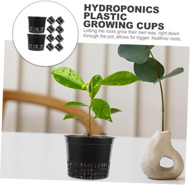 Сітчасті горщики для гідропоніки 13 x 13 x 12 см водна культура посадковий кошик сітчастий горщик пластикові гідропонні горщики садові рослини сітчасті горщики для рослин для вирощування чашка для рослин відро кошик чорний, 10 шт.