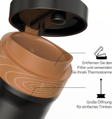 Портативний френч-прес NOTSEK Thermo, невеликий френч-прес з нержавіючої сталі 12 унцій, кемпінгова кавоварка без бісфенолу А зі щіткою для чищення губки для подорожей, кемпінгу та офісу