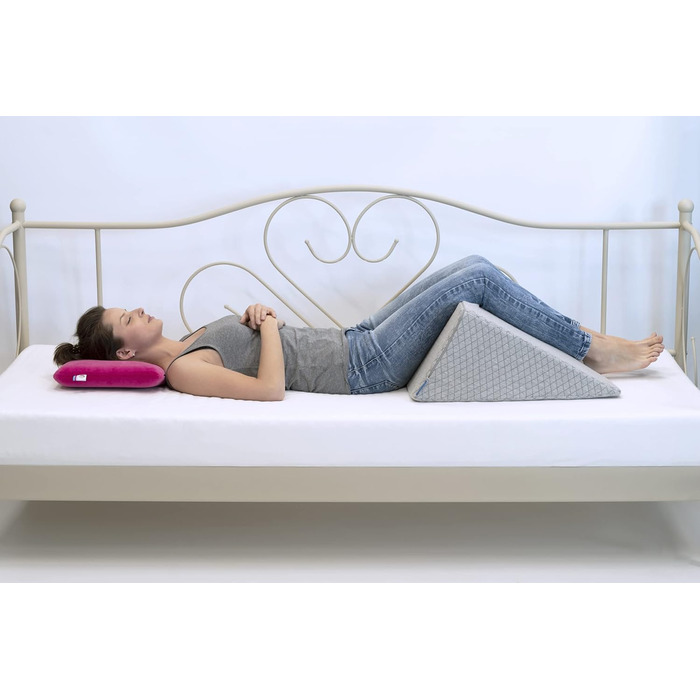 Подушка для спини - Клин-подушка для ліжка - 60 x 50 x 30 см - з шаром піни з ефектом пам&39яті, знімний та пральний чохол - Подушка для читання, Клин-наматрацник, Ергономічна подушка, Картатий сірий