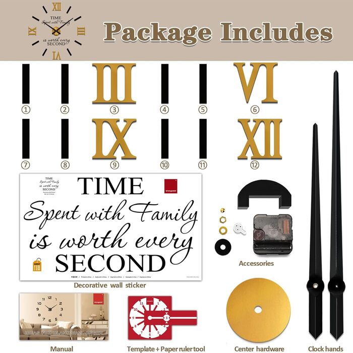 Сучасний німий 3D DIY Великий настінний годинник XXL наклейка настінний годинник для прикраси домашнього офісу подарунок