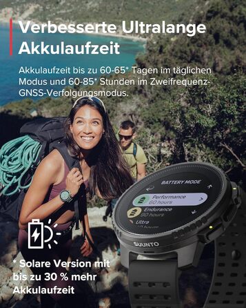 Годинник SUUNTO Vertical Adventure смарт-годинник із GPS, двочастотна GPS-навігація, безкоштовні офлайн-карти, сонячна зарядка, час роботи від батареї до 65 днів, корпус військового класу, водонепроникність 100 м, повністю чорний вертикальний корпус