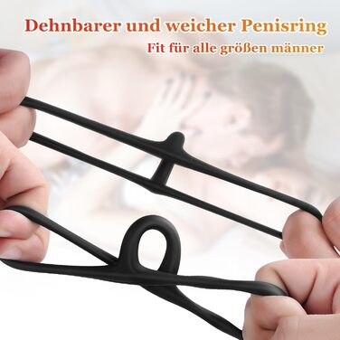 Ерекційне кільце Huuime, з ремінцем для мошонки, чорний, силікон