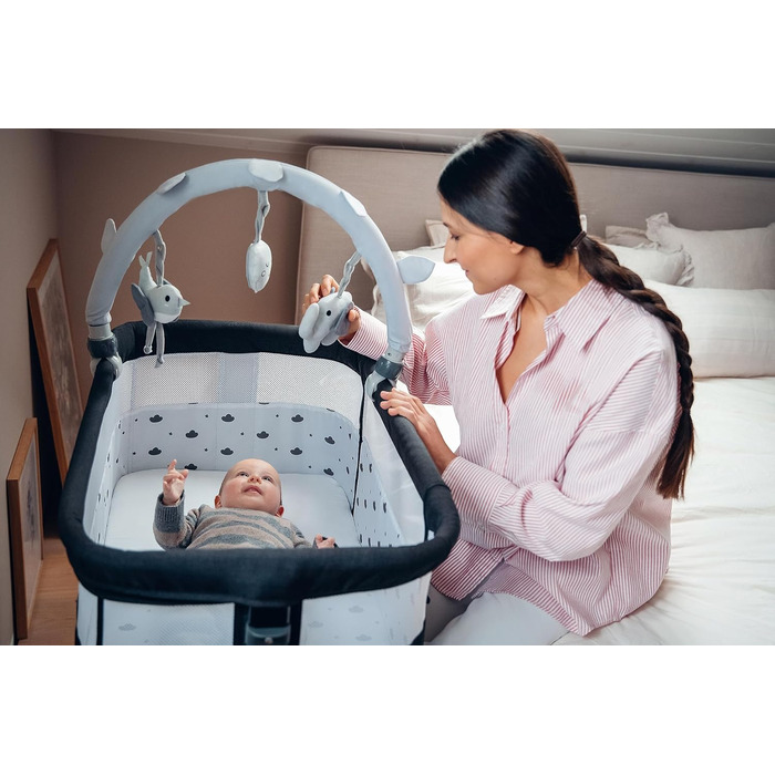 Багатофункціональна тумбочка та дитяче ліжко MoMi REVO, 6-рівневе регулювання висоти від 72 до 82 см, темно-сірий колір