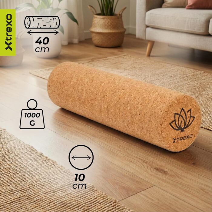 Ролик для тренування тригерних точок XTREXO з коричневого корку 40x10 см, 100 натуральний, екологічно чистий корок. Універсальне використання. Ідеально підходить для йоги, пілатесу, калістеніки та силових тренувань. Ефективне розслаблення м&39язів.