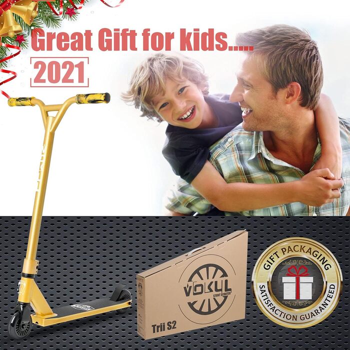 Самокат VOKUL TRII S2 Pro Stunt Scooter - самокат для трюків у стилі фрістайл з колесами 100 мм - з хромолієвим кермом, що обертає