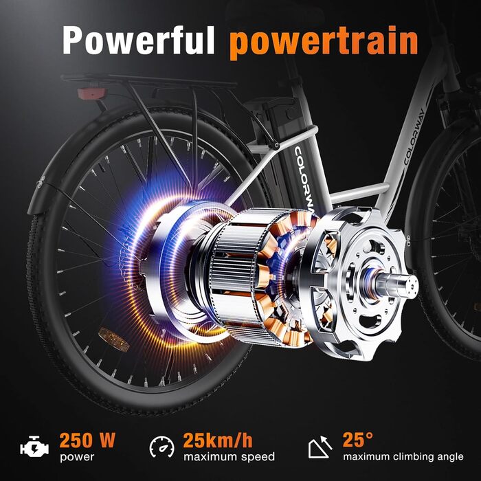 Електровелосипеди COLORWAY 28&quot x 2.0&quot з безщітковим двигуном потужністю 250 Вт. Електричні велосипеди з вбудованим акумулятором 36 В 15 Аг, 7 передачами, РК-дисплеєм та амортизуючою вилкою. Білий колір.