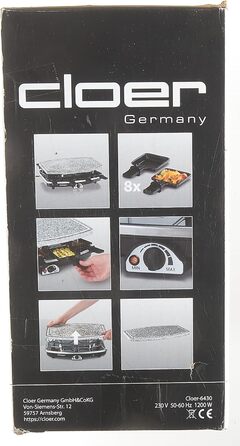 Раклетний гриль з натуральним каменем, 1200 Вт, 8 сковорідок з антипригарним покриттям з термоізольованими ручками, ціла плита, 6430