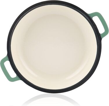 Чавунна емальована каструля Mahlzeit 6,9 л м'ятна, кругла чавунна каструля з кришкою та 2 ручками традиційна чавунна каструля, ема