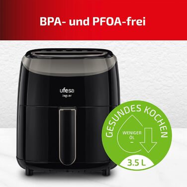 Фритюрниця Ufesa Jaguar Deep Fryer, 3.5 л, 8 попередньо встановлених програм, 1200 Вт, сенсорна панель, перемикач таймера, температура 80-200, без BPA та PFOA, ексклюзив Storeo