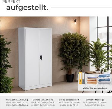 Картотечна шафа Tectake, шафка-купе, багатофункціональна шафа, гардеробна з вішалкою для одягу, побутова шафа з 6 відділеннями, картотечна шафа, що замикається, вкл. полиці, 180x80x40см сірий 180 x 80 x 40см Сірий