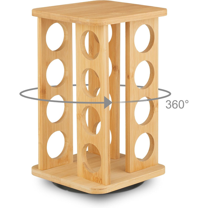 Карусель для спецій Relaxdays, 16 баночок для спецій, підставка для спецій, що обертається на 360, ВШ 27 x 17 x 17 см, підставка для спецій з бамбука, натуральний колір