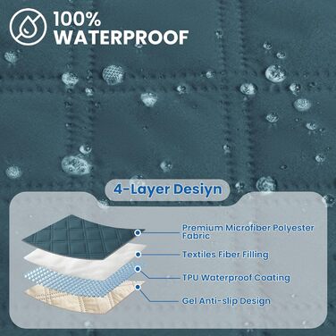 Водонепроникний чохол для крісла з 1-місним покриттям, чохол для крісла-реклайнера з кишенями, протиковзкий та стійкий до подряпин чохол для крісла, чохол для крісла з підлокітниками, підходить для дітей та домашніх тварин, темно-зелений, 1-місний (Д 59 с