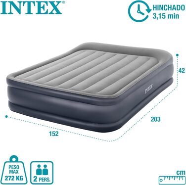 Надувний матрац Intex Queen Deluxe з Fiber-Tech RP, надутий розмір 152 см х 203 см х 42 см (64136ND)