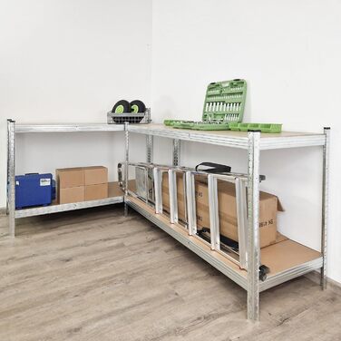 Стелаж TRUTZHOLM для важких умов експлуатації 180x160x60 см, вантажопідйомність 1000 кг, безболтовий стелаж, стелаж для зберігання, стелаж для підвалу, стелаж для майстерні, оцинкована сталь, 4 полиці