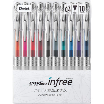 Кулькова ручка Pentel BLN74TL-10 EnerGel, чорнило, 0,4 мм, 10 кольорів, 10 кольорів, 0,4 мм