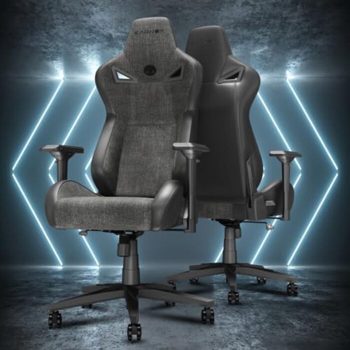 Ергономічне ігрове крісло Підтримка голови та попереку, велике високе офісне крісло, тканинний чохол, функція нахилу 155 з механізмом блокування, темно-сірий