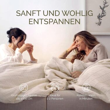 Ковдра з підігрівом Groenland BOHEM 180 x 130 см Затишна ковдра з підігрівом, 9 режимами нагріву та таймером автоматичного вимкнення до 9 годин Електрична ковдра з підігрівом та автоматичним вимиканням Ковдра з підігрівом, можна прати в пральній машині, к