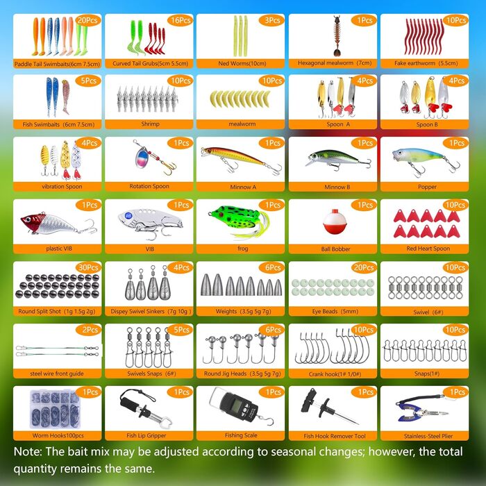 Рибальський набір, ящик для снастей на 314 предметів, ящик для наживки з 3 полицями, стартовий рибальський набір із затискачами для губ, пристрій для зняття гачків, приманки для форелі, приманки для окуня, свинцеві вантажі, гачки, рибальські плоскогубці, 