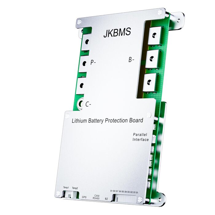 Розумна система керування будинком (BMS) 4S-8S 12V-24V 300A 2A з активним балансуванням, вбудованою платою захисту акумулятора Bluetooth та RS485 для літій-іонних, LiFePO4 та LTO літій-іонних акумуляторних блоків (JK-B2A8S30P) Розумна система керування бу