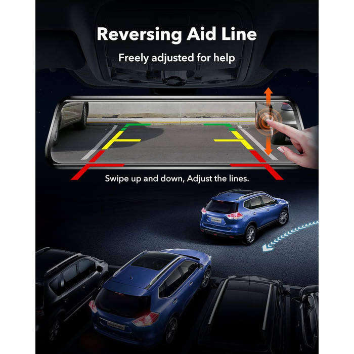 Камера заднього огляду WOLFBOX G930 4K, передня та задня камера реєстратора для автомобіля з 64 ГБ, сенсорна камера заднього виду дзеркала заднього виду, монітор паркування