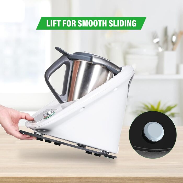 Розсувна дошка для Thermomix TM5/TM6, акрилова ковзаюча дошка преміум-класу, рухома та надійна підставка без зусиль (чорна)