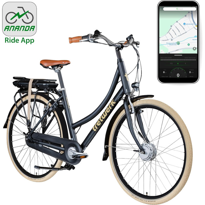 Електричний велосипед Tretwerk Aurora 28 дюймів Pedelec Жіночий Чоловічий 155-185 см 522 Wh Жіночий електровелосипед 7 швидкостей Чорний 50 см