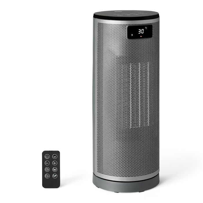 Електричний обігрівач Storeo Basics, портативний керамічний вентилятор-обігрівач, коливання 70, 1800 Вт, 40 см, сірий 40 см