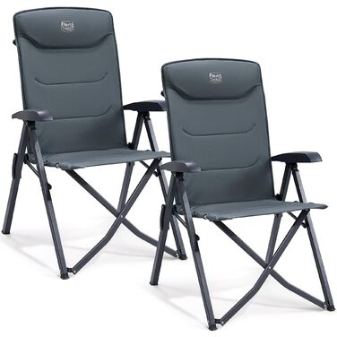 Складаний кемпінговий стілець TIMBER RIDGE, висока спинка, невеликий розмір упаковки, вантажопідйомність 150 кг, 4 регульовані положення, з сумкою, алюмінієвий крісло-реклайнер для саду, балкону, кемпера, сірий, 2 шт.