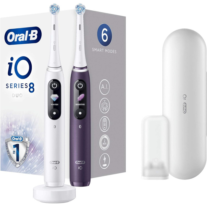 Набір Oral-B з 2 електричних зубних щіток iO 8, білий/фіолетовий, 2 шт. и білий і фіолетовий