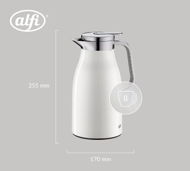 Л, кокосово-білий матовий, термос з нержавіючої сталі з гігієнічною скляною вкладкою, кришка, що закручується, зі зручною кнопкою, ергономічна ручка, керування однією рукою, ідеально підходить як кавник 1000 мл кокосово-білий матовий, 1.0